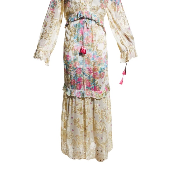 HEMANT & NANDITA Metallic Maxi Tassel Kaftan Dress - Picture 3 of 4